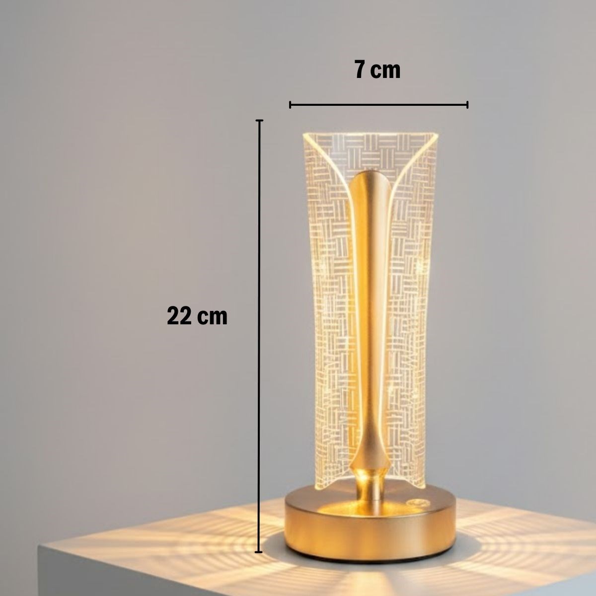 İki Yandan Kavisli Silindirik Çizgi Model Kristal LED Masa Lambası – Dokunmatik, 3 Renk Işık Modlu, Şarjlı Dekoratif Gece Lambası (5563) #5