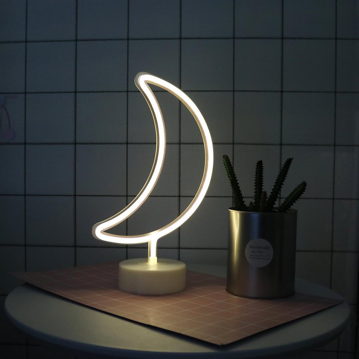 Dekoratif Pilli Ay Tasarımlı 3D Neon Led Masa Ve Gece Lambası (5563) #5