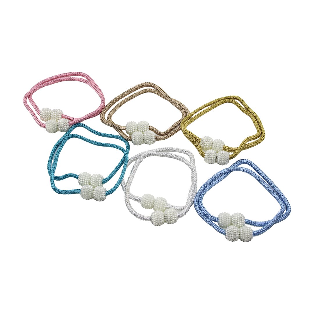 2er-Set Magnetische Bunte Gardinenschnur mit Perlenknauf (5563)