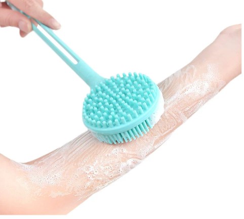 Doppelseitige Silikon-Badebürste mit langem Griff CM-331 (5563) #2