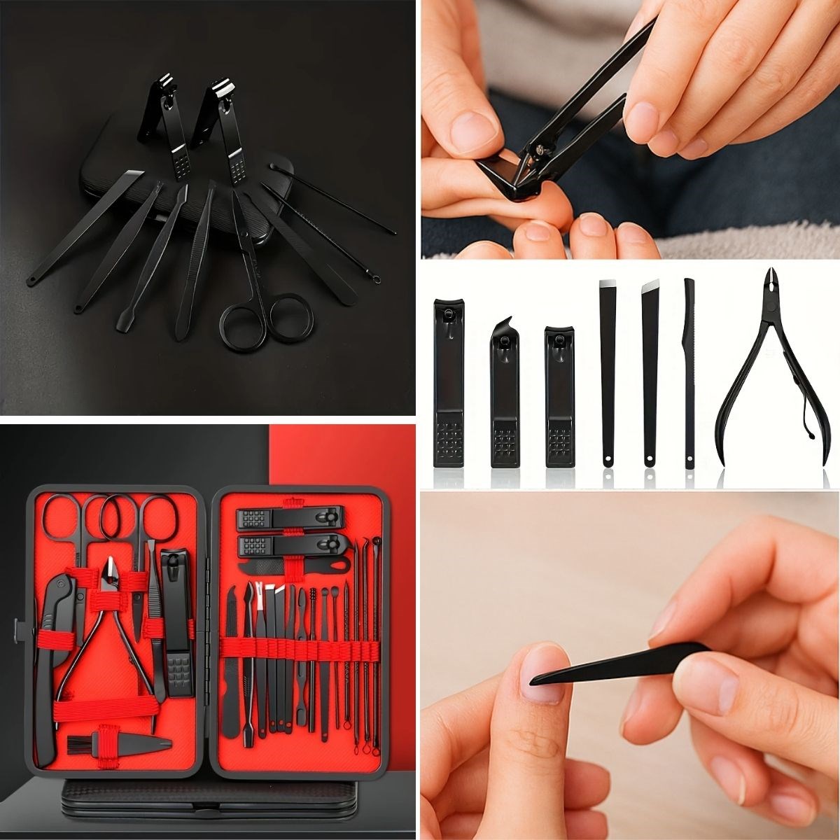 24 Parça Kendiliğinden Deri Çantalı Seyahat Tipi Manikür Pedikür Seti (5563) #5