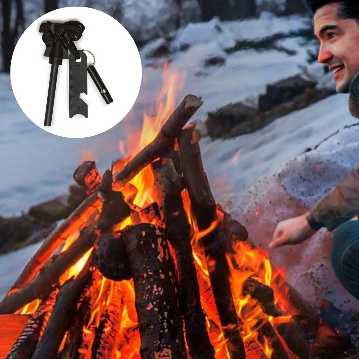 Notfall-Magnesium-Feueranzünder Survival Kit mit Pfeife (5563) #3