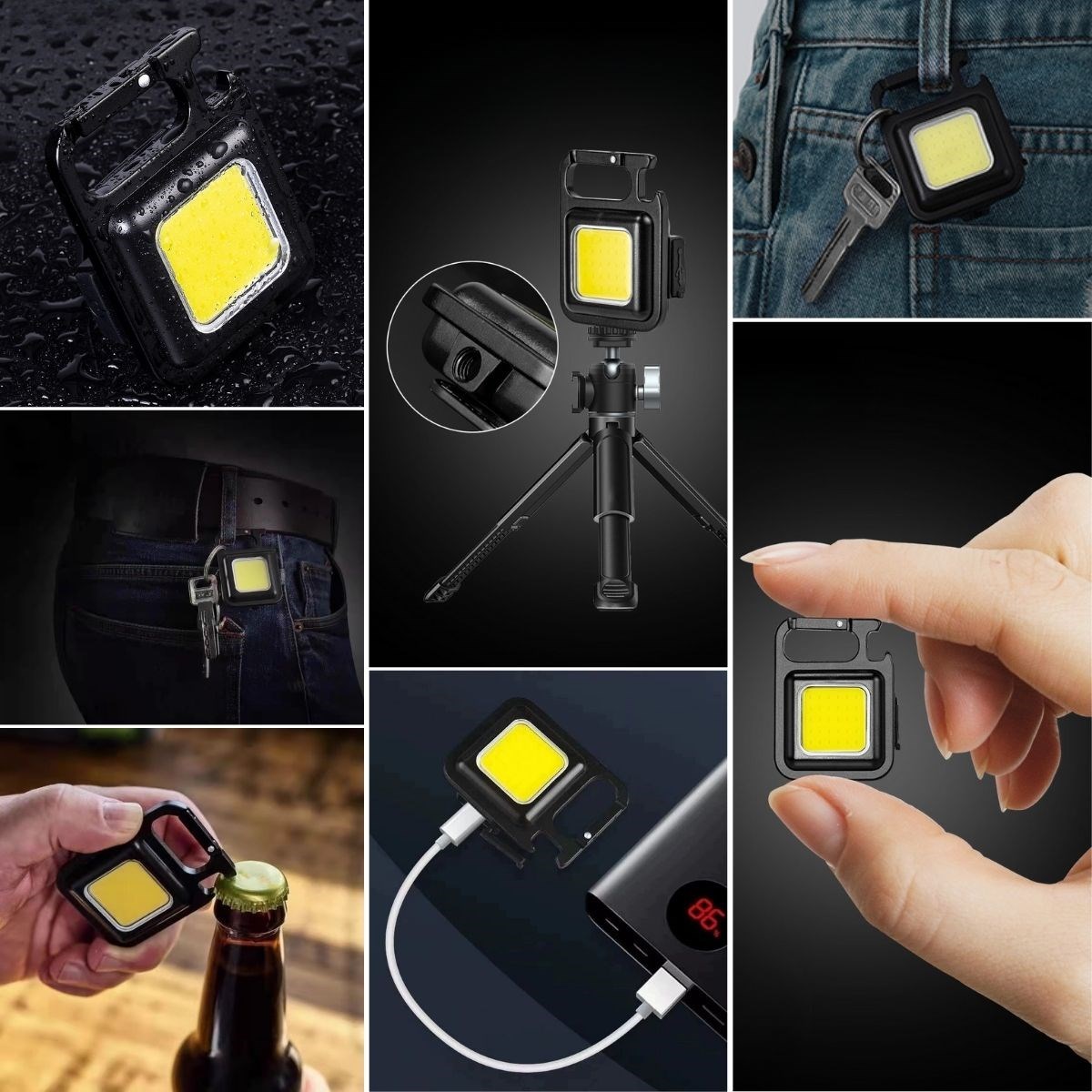 Mini LED Campinglampe mit Schlüsselanhänger, Flaschenöffner und Magnet (5563) #2