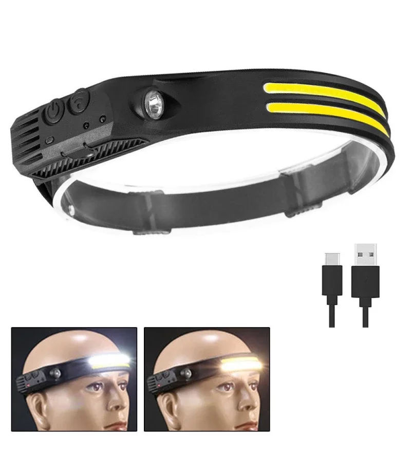 Sensörlü Far COB Led Far Şarj Edilebilir Kafa Feneri 18650 D