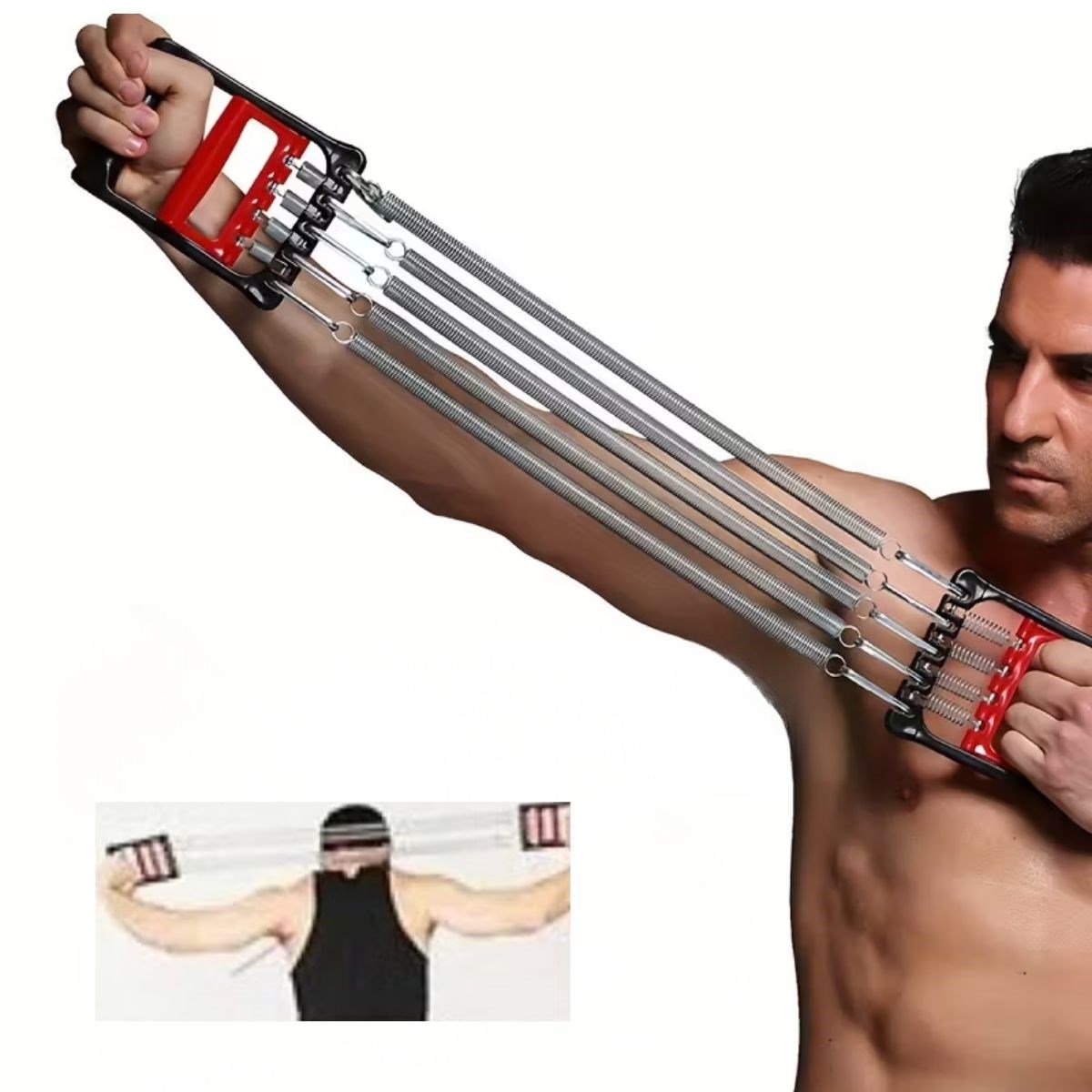 Göğüs Genişletme ve Kuvvet Egzersiz Aleti – 5 Yaylı 5 Kademeli Ayarlanabilir Fitness ve Kuvvet Antrenmanı Ekipmanı (5563) #3