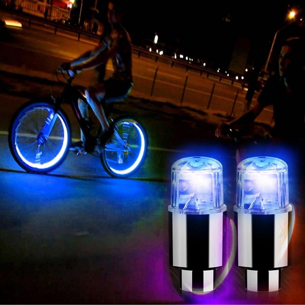Araç ve Bisiklet İçin 2’li Mavi LED Hava Valfi Işık Kapaklar