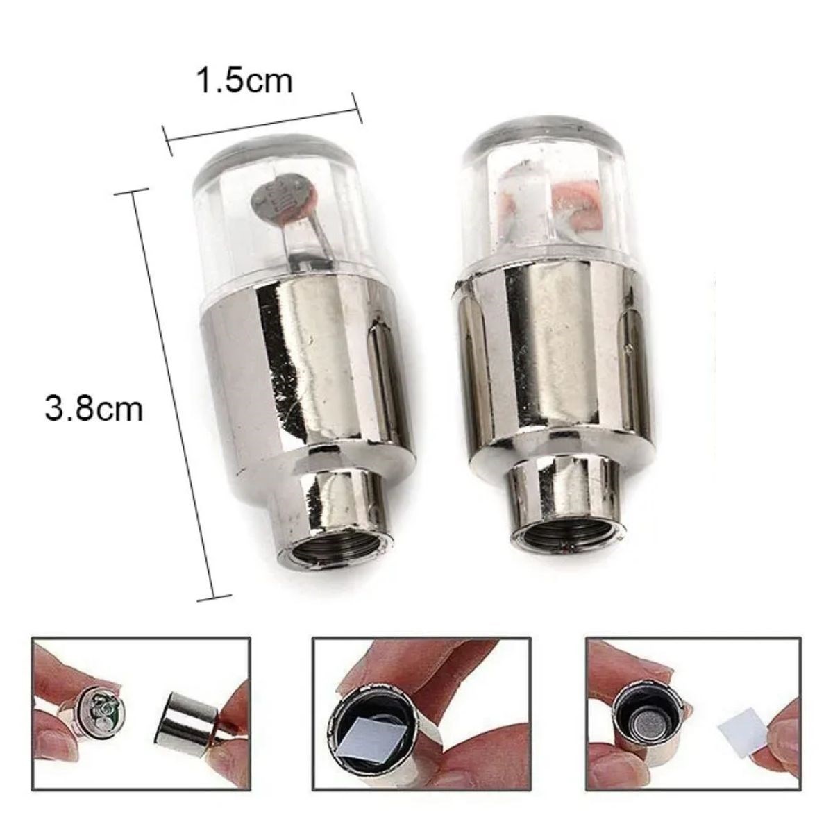 2er Set Blaue LED Ventilkappen mit Licht für Auto und Fahrrad (5563) #3