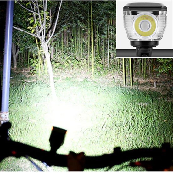 Solar USB Rechargeable LED Bike Light with Horn & Waterproof (5563) #2
