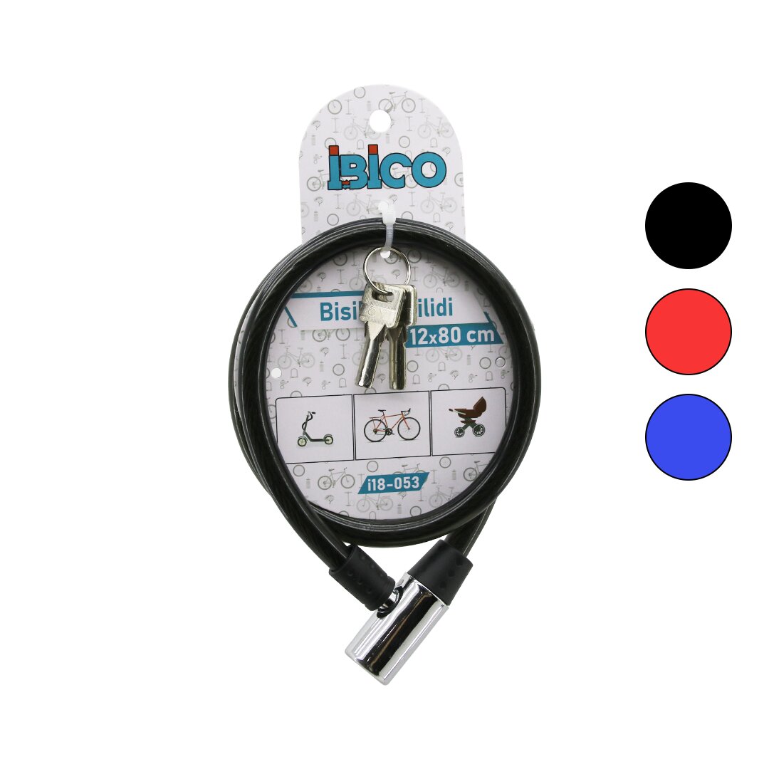 Keyed Metal Head Bicycle Lock Steel Cable Black Clear Case 1