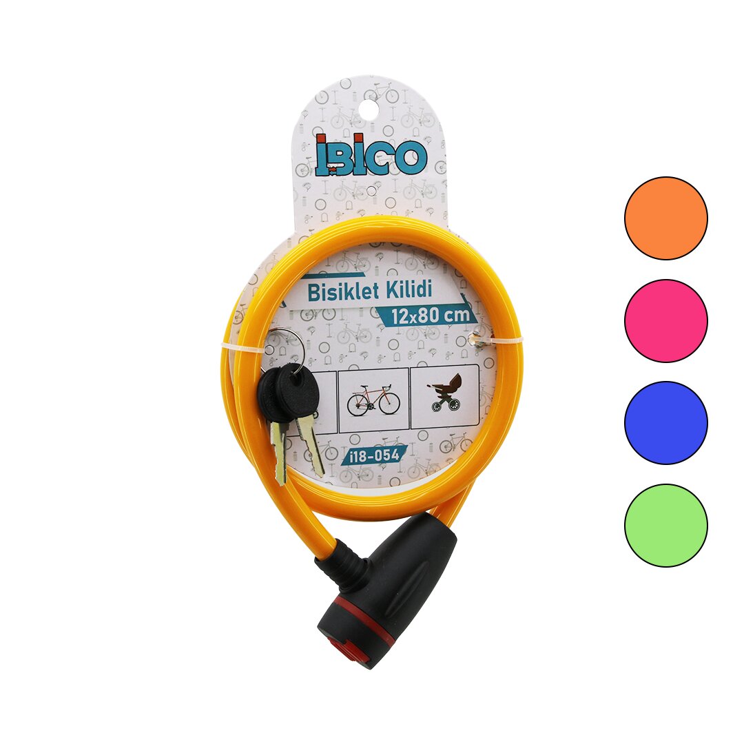 Steel Cable Bike Lock with Key, Plastic Head, Colored Case 1