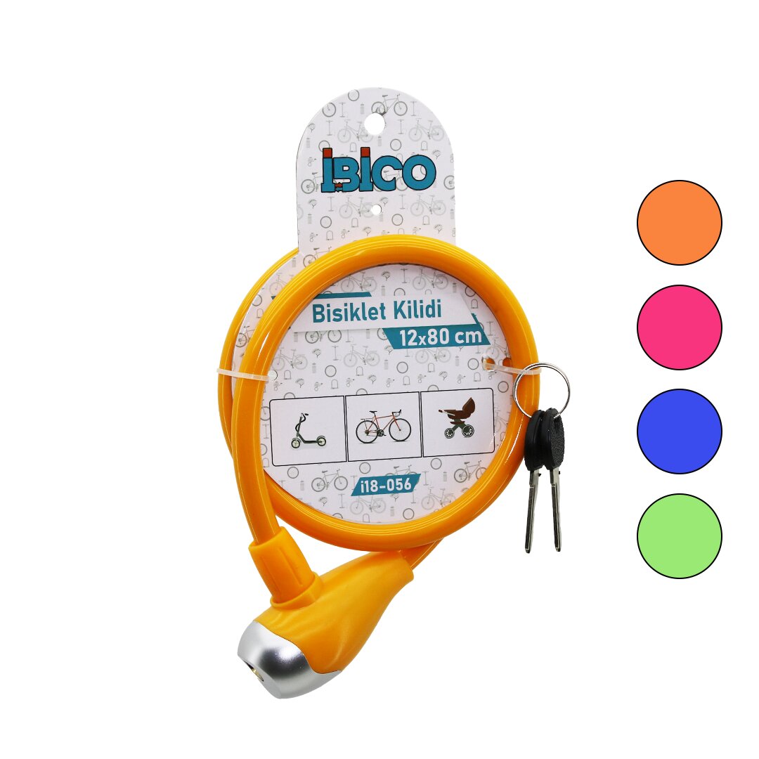 Keyed Metal Tip Plastic Head Bike Lock Steel Cable Colored C