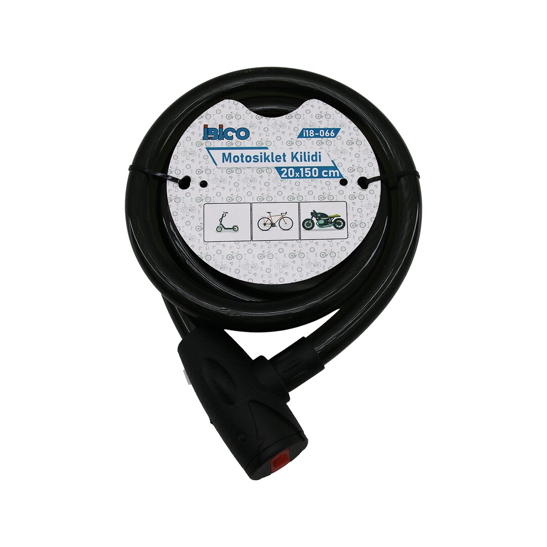 Keyed Cable Lock with Cover - Bike Lock Steel Wire Black 20M