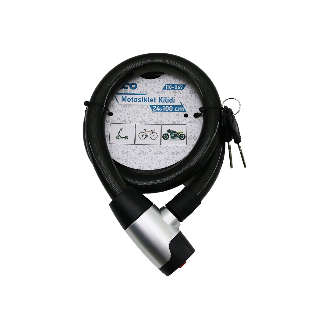 Keyed Metal Head Pull Cable Lock - Bike Lock Steel Wire Blac