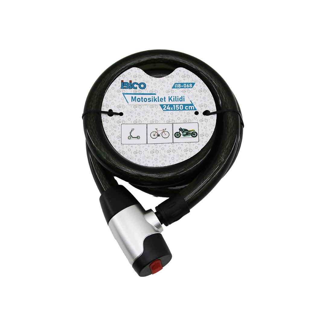 Keyed Cable Lock with Motor Cover - Bike Lock Steel Wire Bla