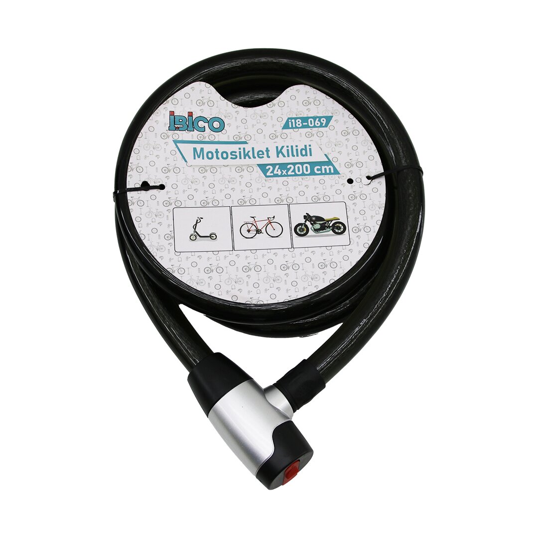 Keyed Metal Coated Head Cable Lock - Bicycle Lock Steel Wire