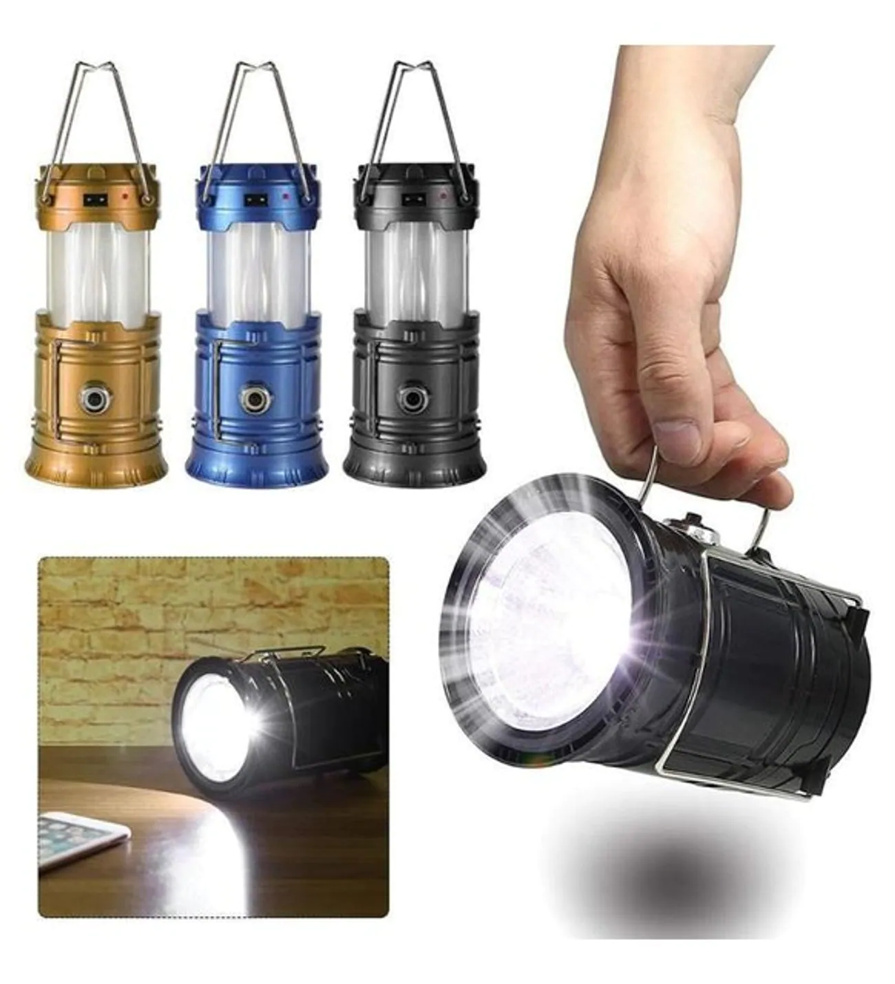 Avcı Feneri Kamp Lambası Şarjlı USB Girişi Solar (5563) #3