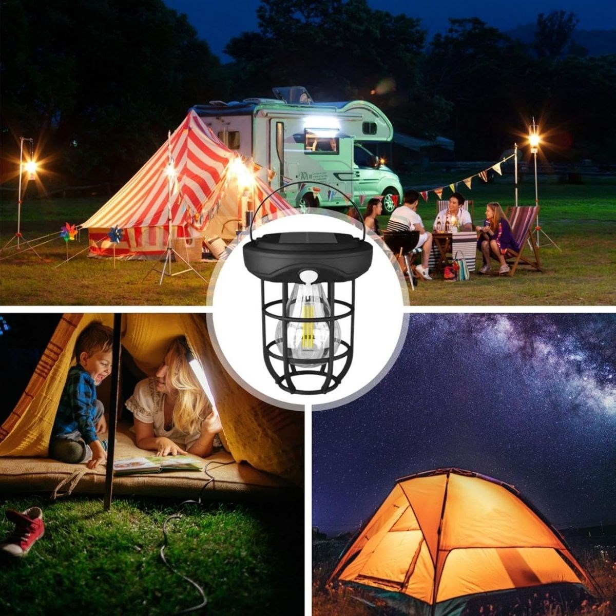 Solar Camp Lantern – Solar-Powered, Auto-Charge & Night Ligh