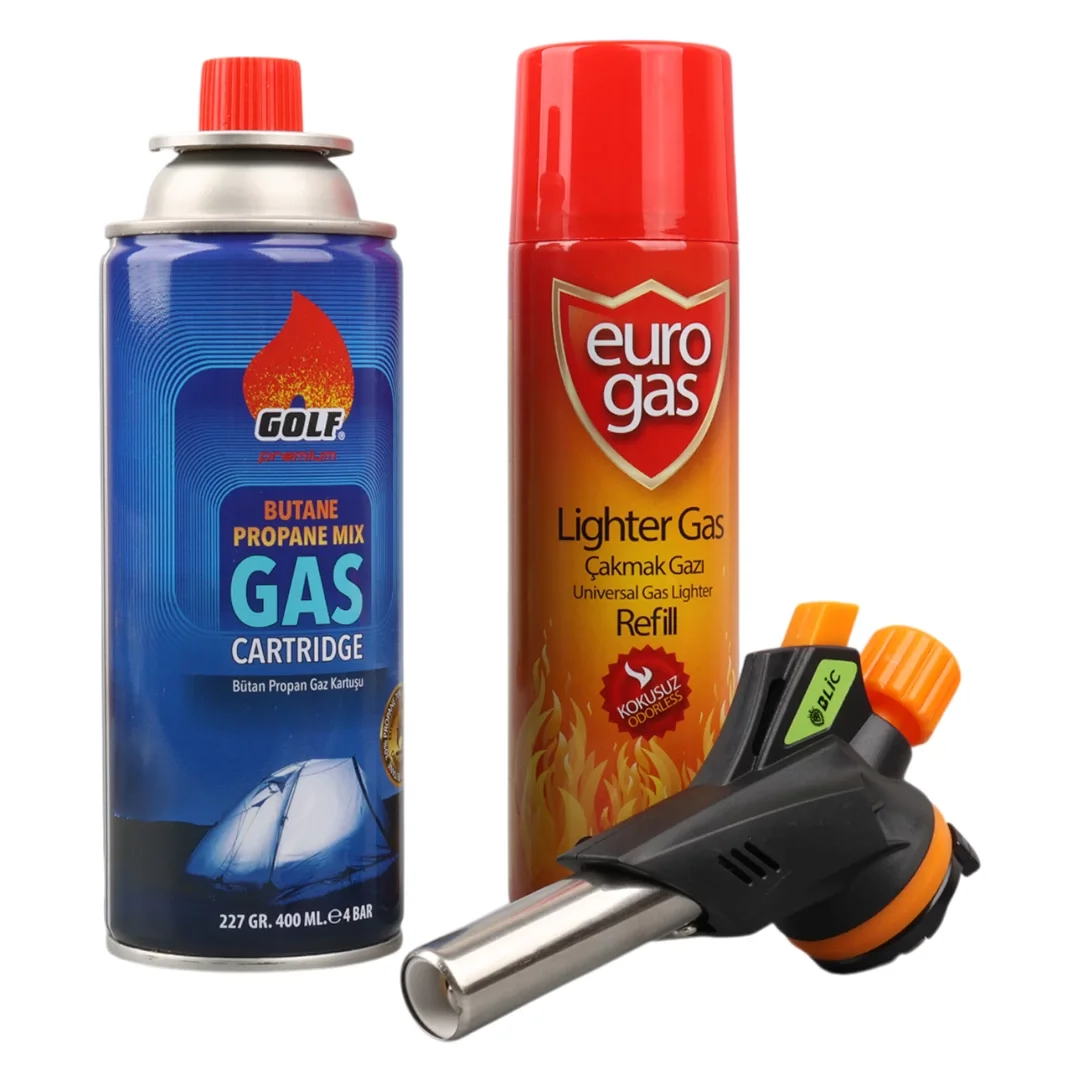 3-Piece Professional Torch Lighter Set with Camping Gas 400ml #3