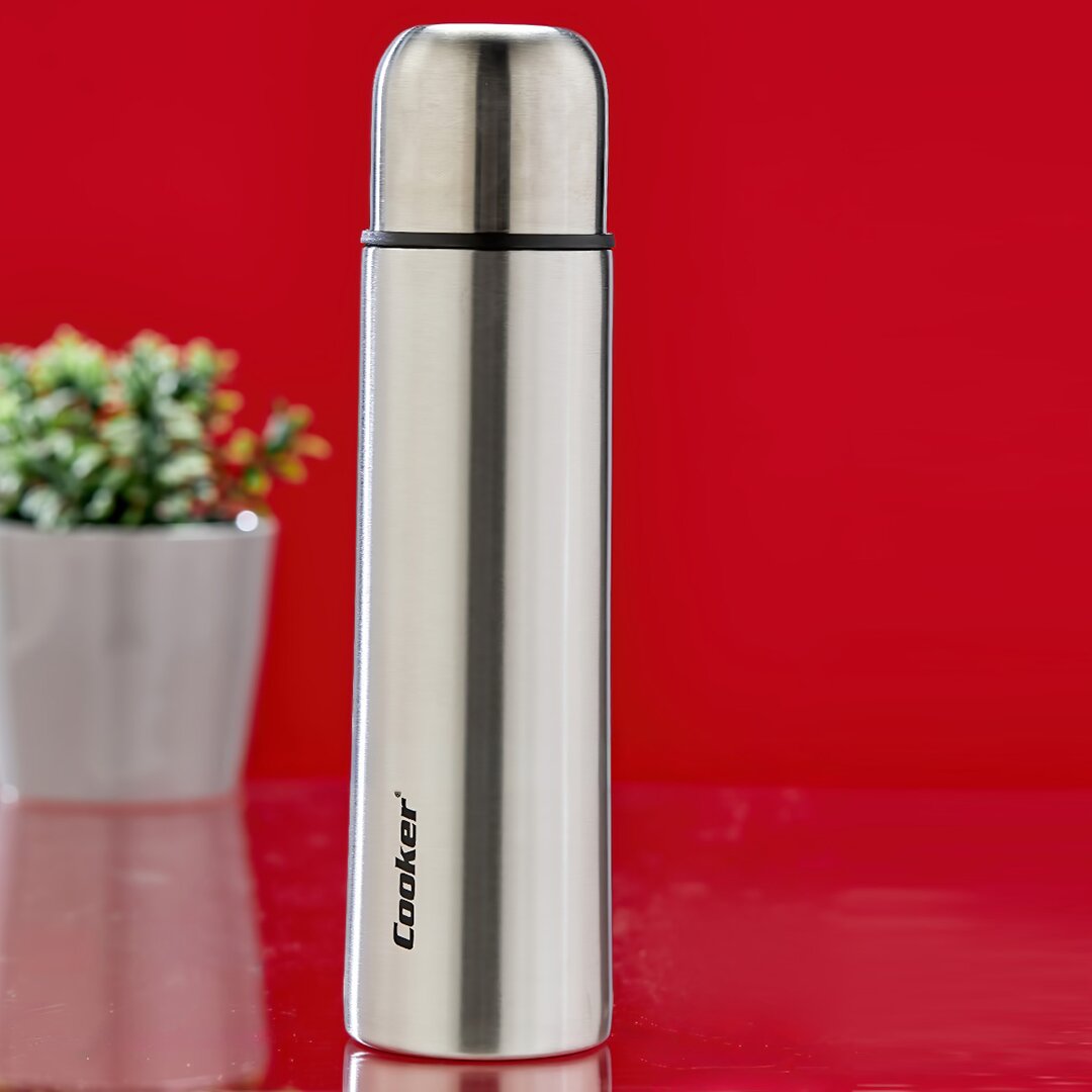 0.5L Chrome Thermos Stainless Steel - Leak-Proof Cap = Cup (