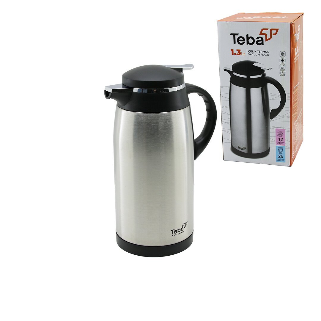 1.3L Steel Thermos Glass Interior 12hr Hot - 24hr Cold Dual