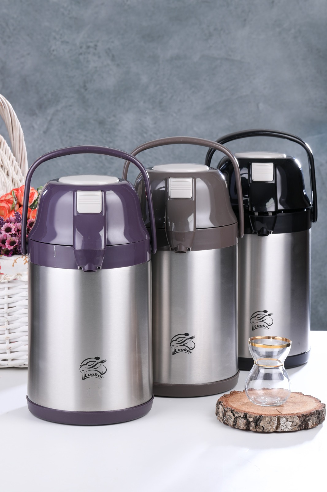 CKR-2007 2.5L Stainless Steel Pump Thermos (5563)