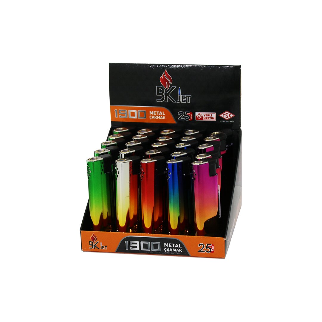 25 Pack Metal Colored Long Magnetic Refillable Lighter Rainb