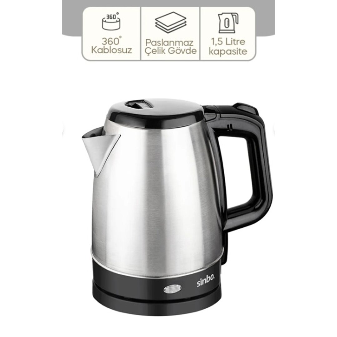 ÇELİK KETTLE 1.7LT GİZLİ REZİSTANS - KABLOSUZ SK-8015 (5563)