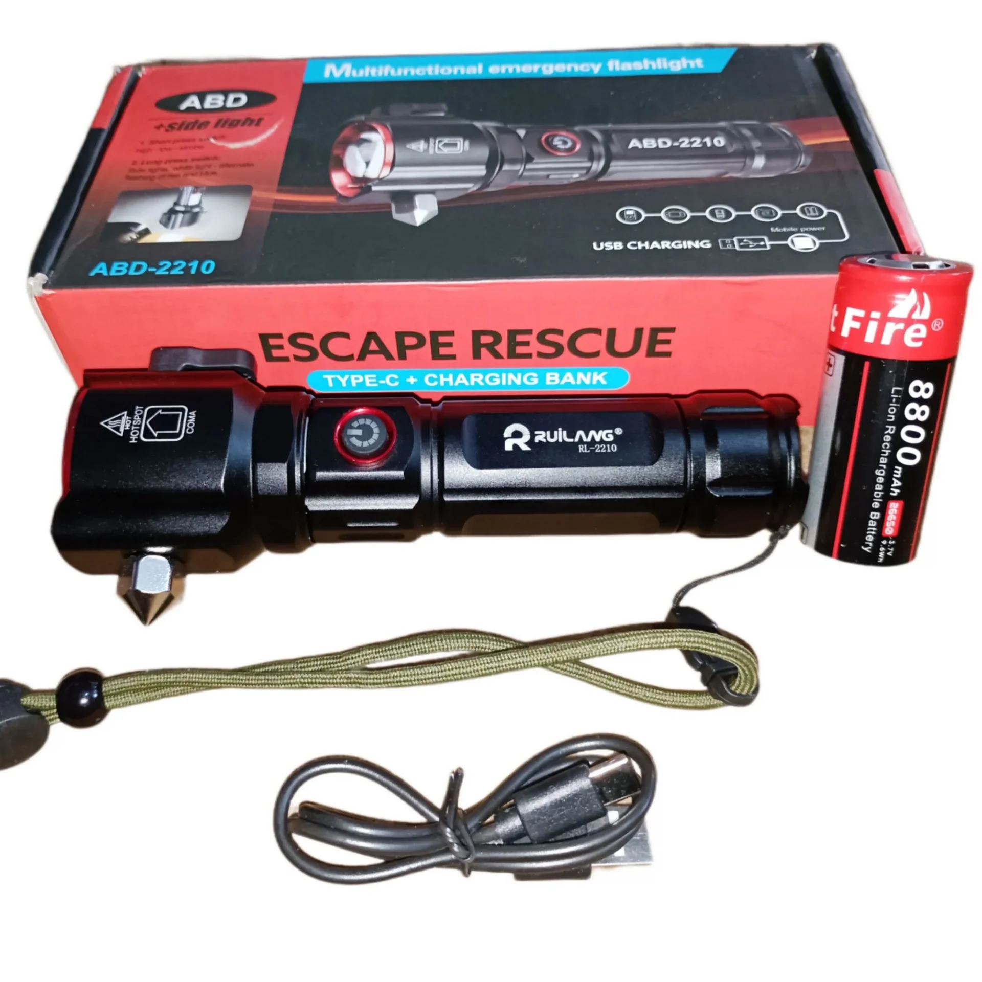 Şarjlı El Feneri  Yüksek Güçlü LED Işık USB ile Şarj ESCAPE RESCUE (5563) #3