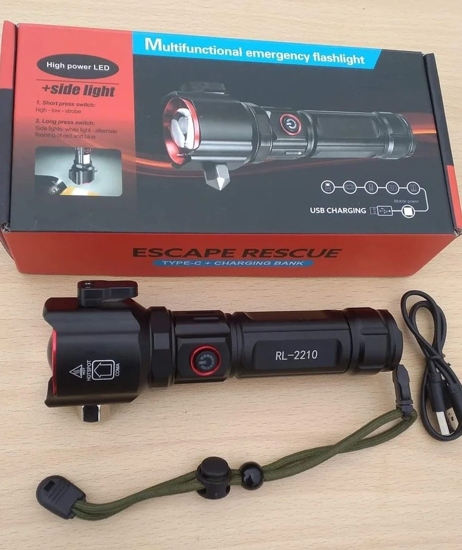 Şarjlı El Feneri  Yüksek Güçlü LED Işık USB ile Şarj ESCAPE RESCUE (5563) #4