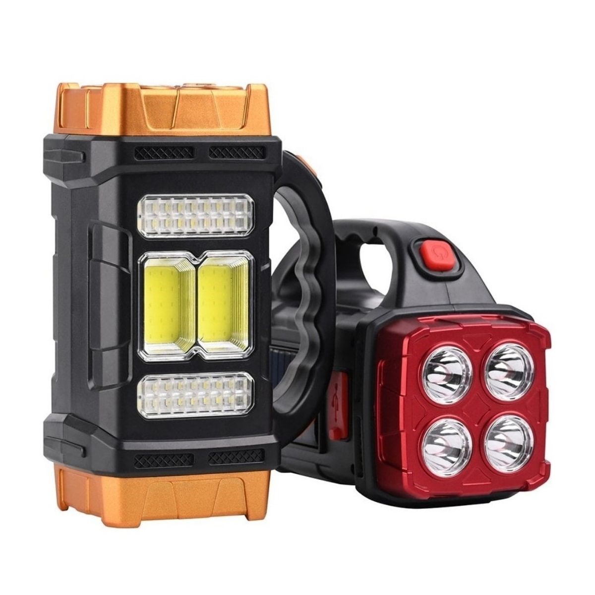 Solar ve USB Şarjlı LED + COB El Feneri | 1500 mAh Şarjlı Ta