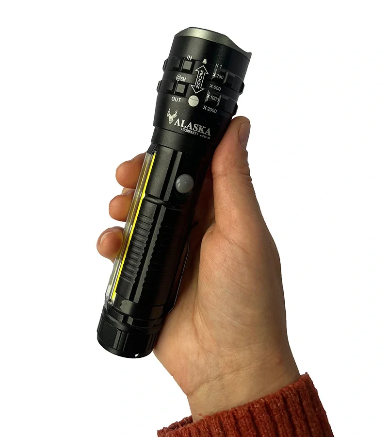 P27 Şarjlı LED Metal El Feneri 1000 Lümen Çakarlı (5563)