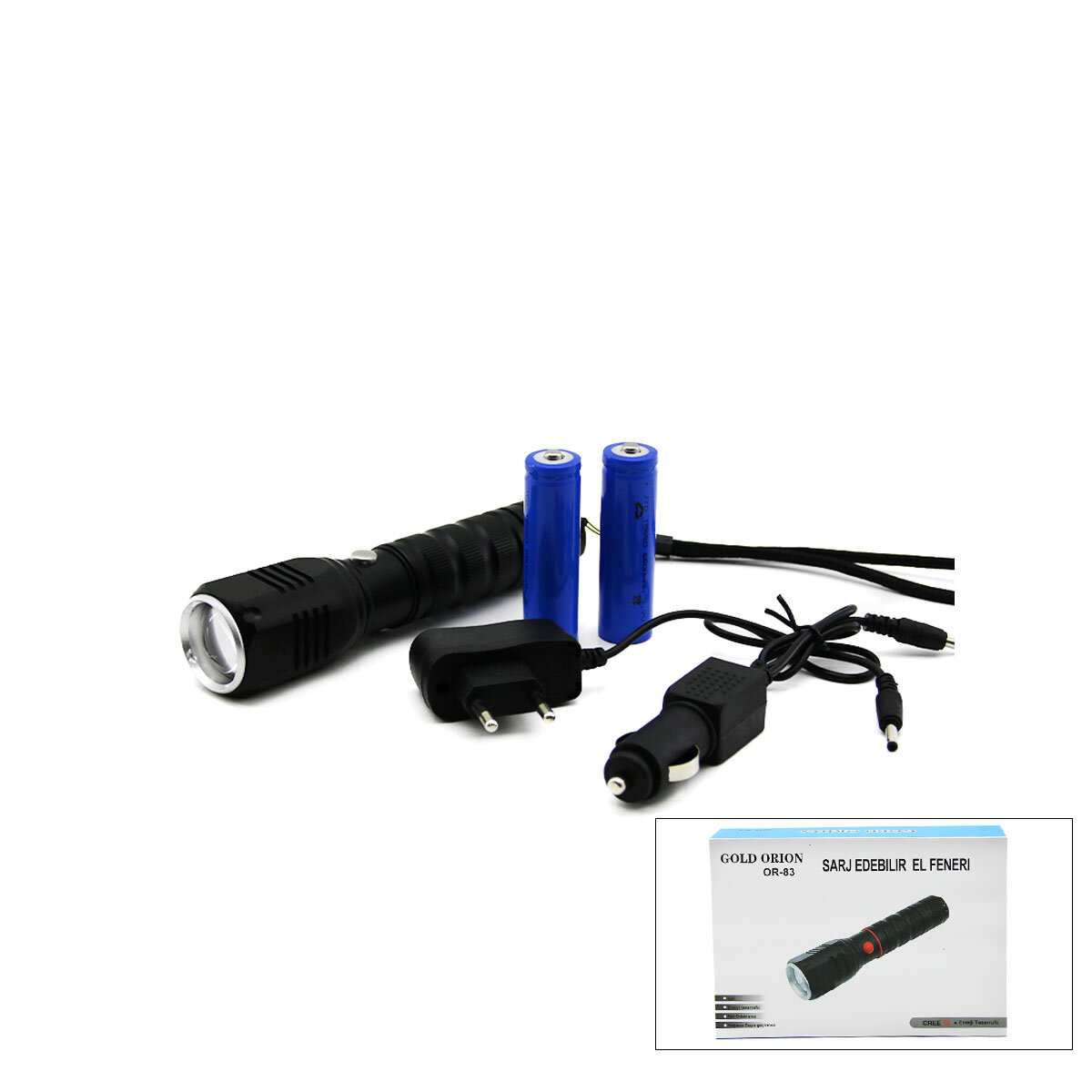 2IN1 ZOOMLU EL FENERİ - COB LED FİŞ - ÇAKMAK ŞARJLI METAL KA