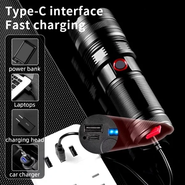 Taktische LED-Taschenlampe 2000m, starke Weitbereichs-LED XA-B702 #5