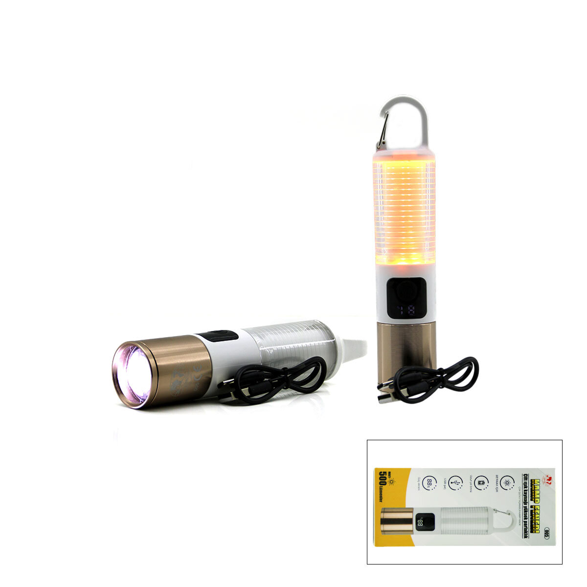 2IN1 CAMP - Multi-Purpose Flashlight USB Rechargeable Zoom 6 Function Natural Light #2