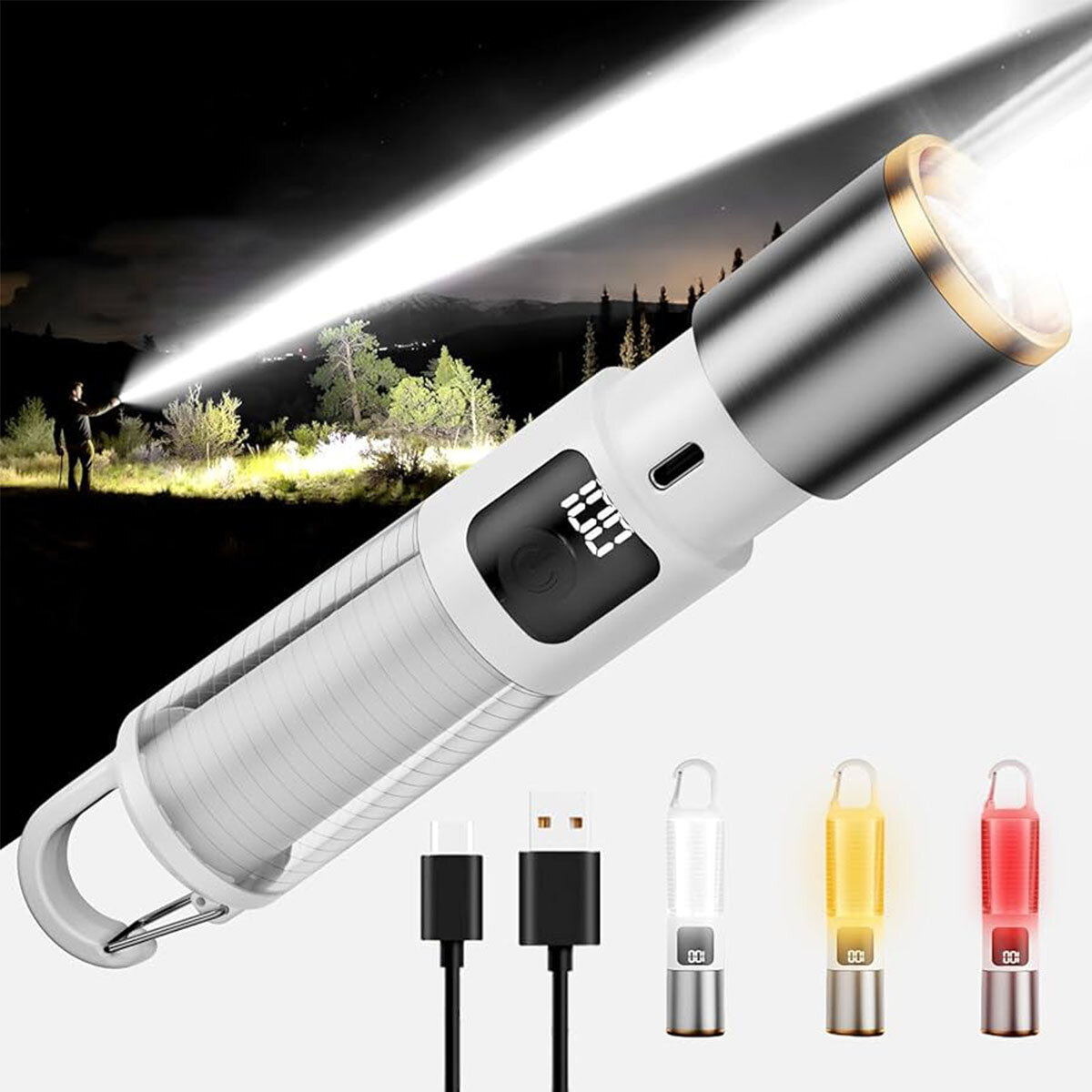 2IN1 CAMP - Multi-Purpose Flashlight USB Rechargeable Zoom 6 Function Natural Light #4