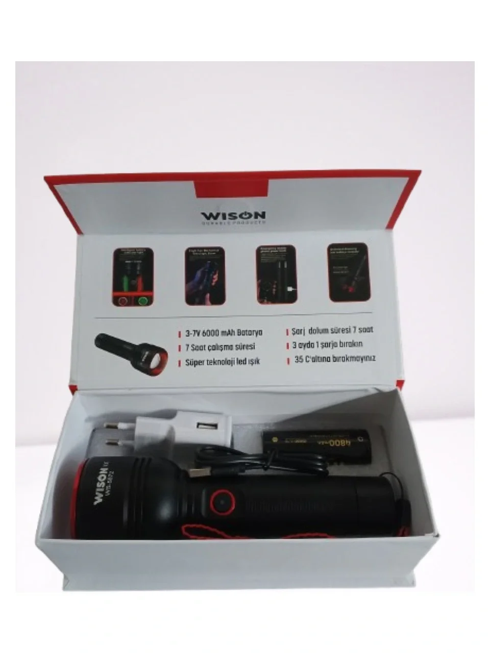 WISON WS-5572 20W Uzun Menzilli Şarjlı Metal El Feneri (5563) #2