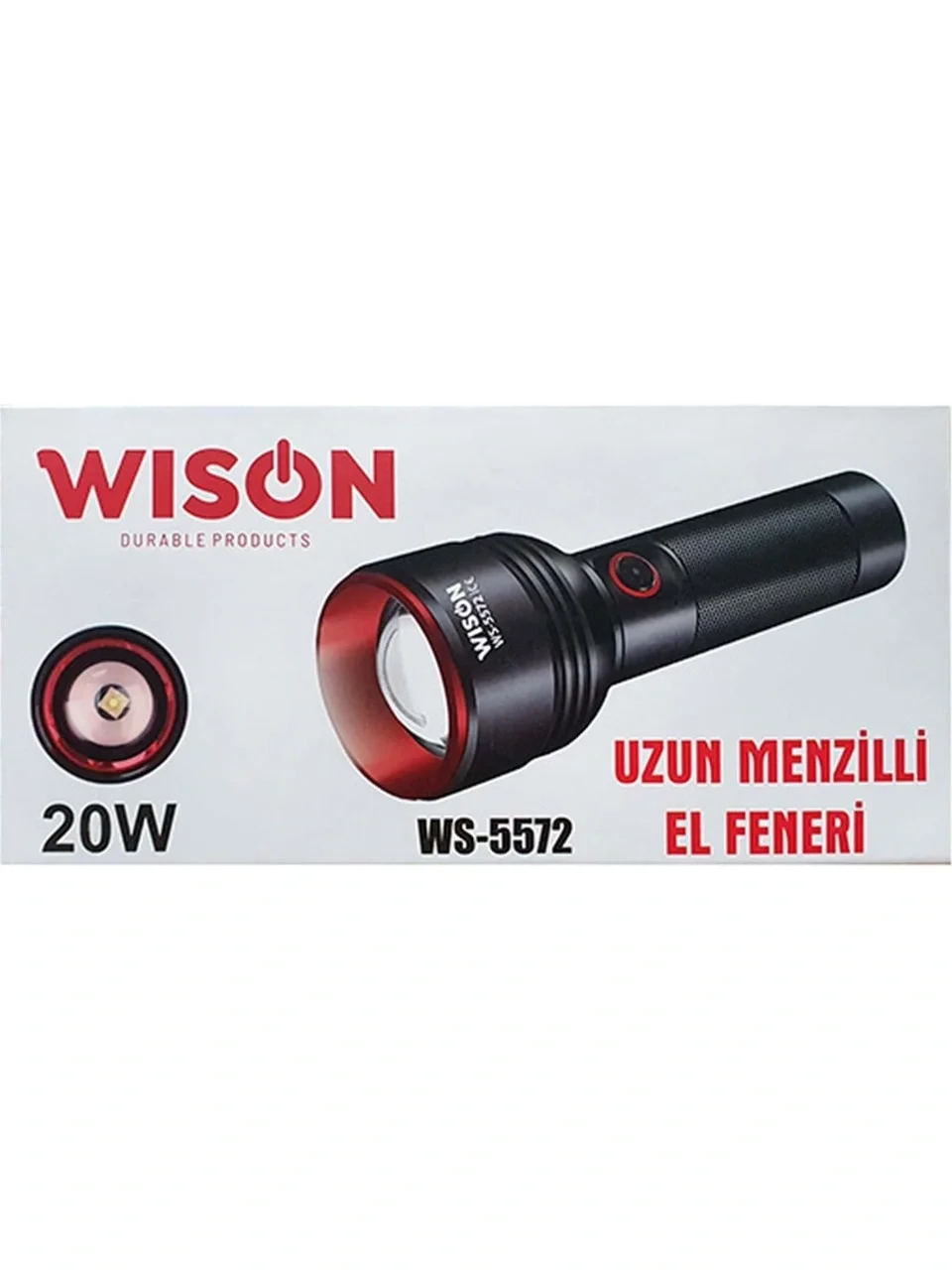 WISON WS-5572 20W Uzun Menzilli Şarjlı Metal El Feneri (5563) #5