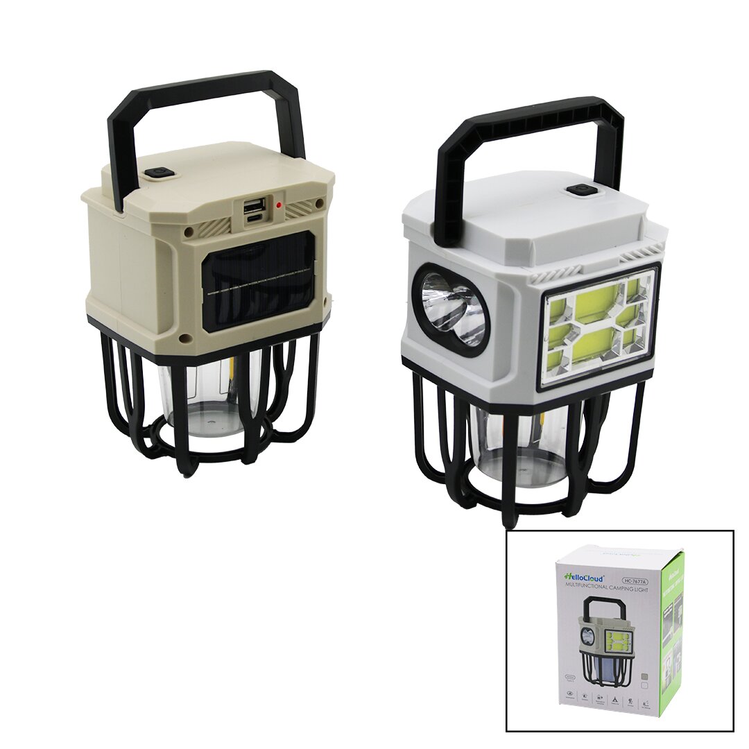 3-in-1 LED Lantern - COB LED - Rustic Bulb Solar Camping Gar