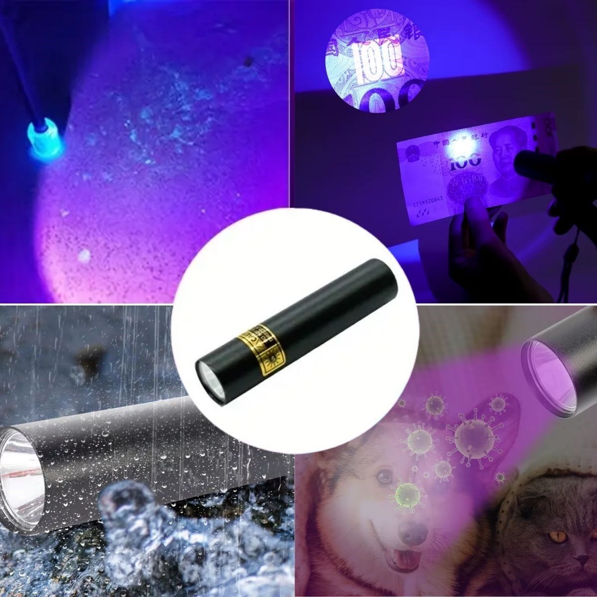Mini Pocket USB Rechargeable UV LED Flashlight Counterfeit D
