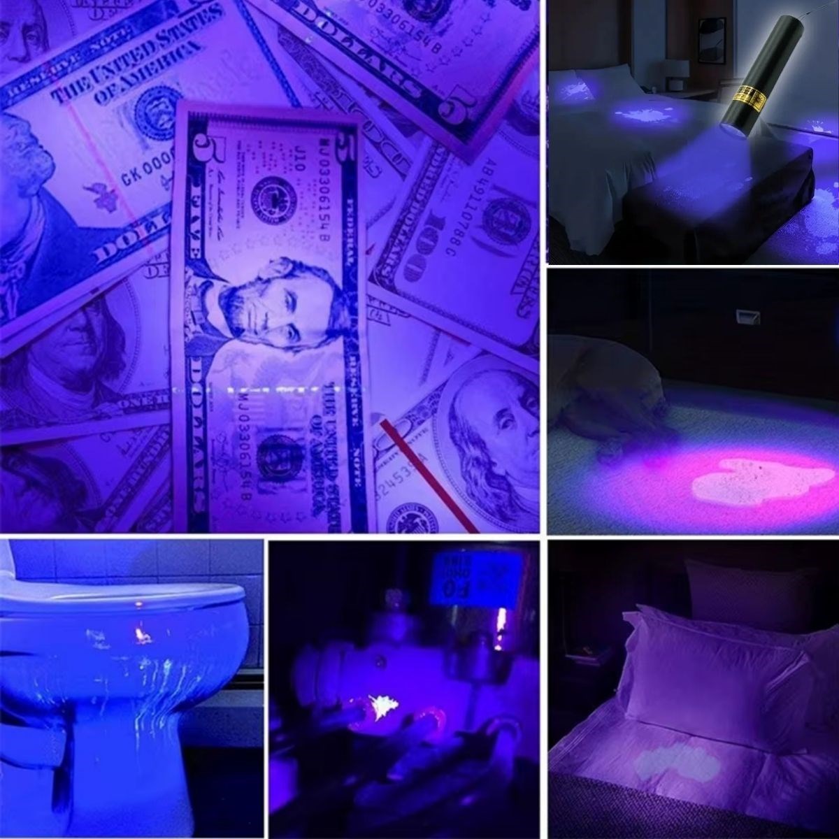 Mini Cep Boy USB İle Şarj Olan Oje Kurutucu Sahte Para Kontol LED UV Mor Işık El Feneri (5563) #4
