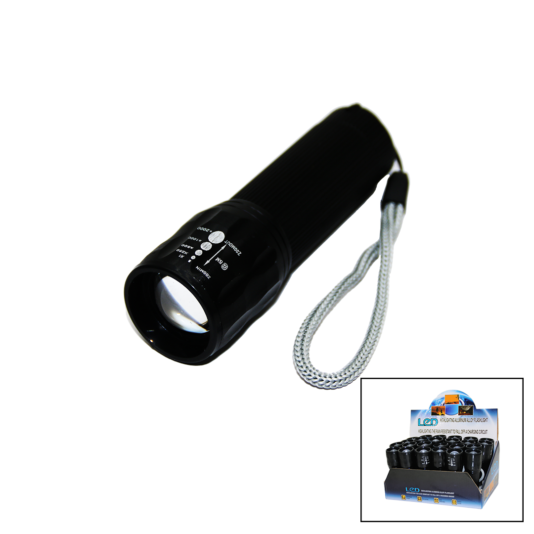 LED GOLD ORION Aluminum Flashlight with Battery Zoom Metal C