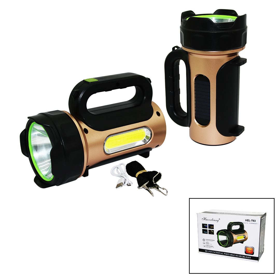 10W Solar USB Rechargeable 2-in-1 Flashlight Colorful SMD LE