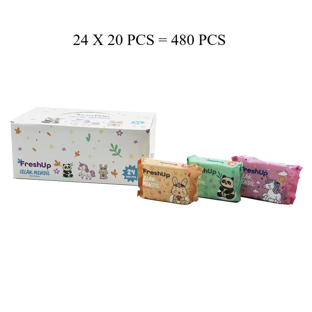 FRESHUP MINI 24X20PCS = 480 PCS Pocket Wet Wipes Mix (5563)