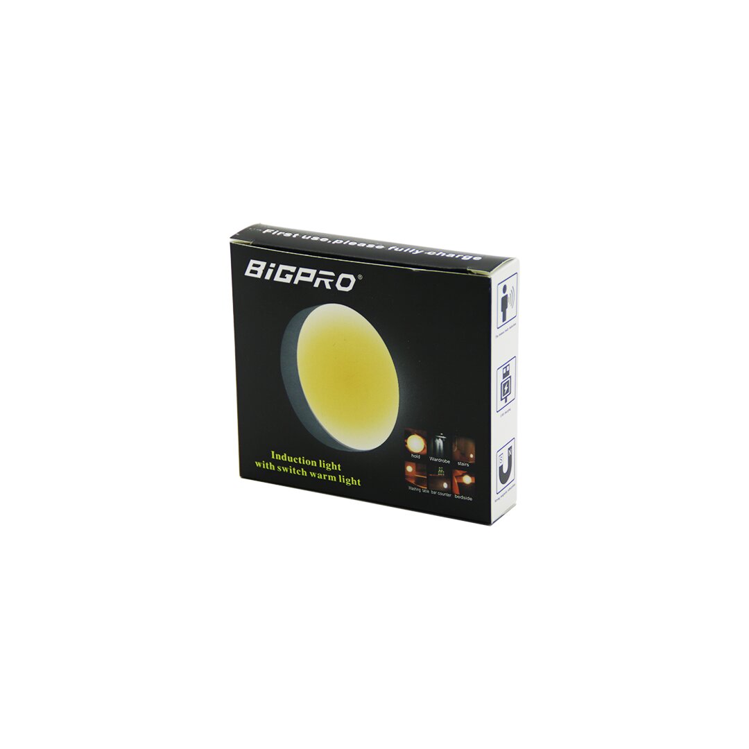 SENSOR USB AUFLADBAR GELBE LED RUNDELAMPE Ø 8,3CM - 2CM DICK