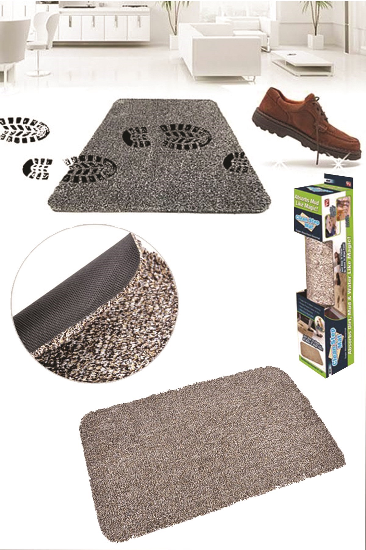 Çamaşır Makinesinde Yıkanabilir Kir Toz Emici Mikrofiberli Paspas (5563) #2