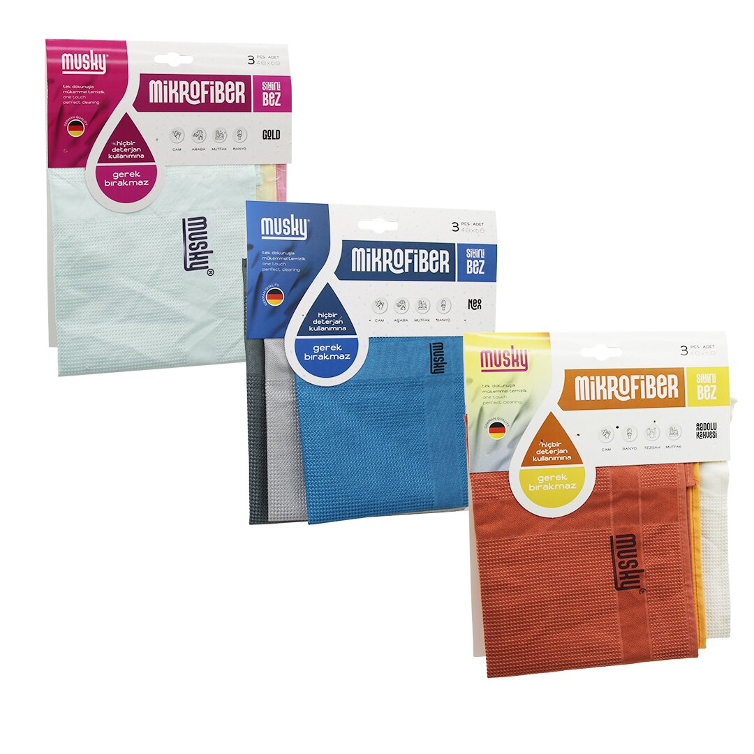 3PCS 40X60MM Neon-Brown-Gold Mix Microfiber Magic Cloth