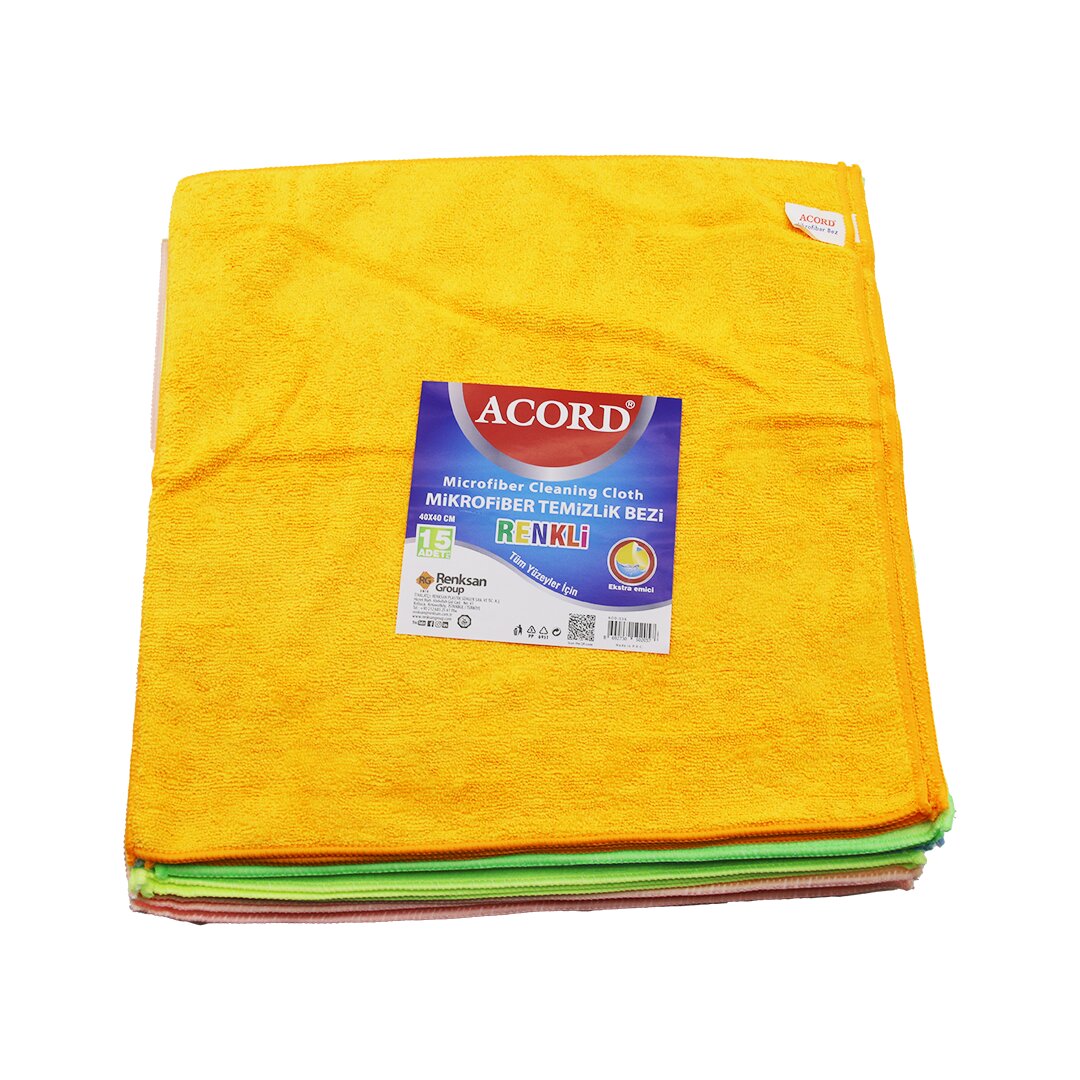 15 Pack ACORD KOD-536 Microfiber Cleaning Cloths 40x40cm Col