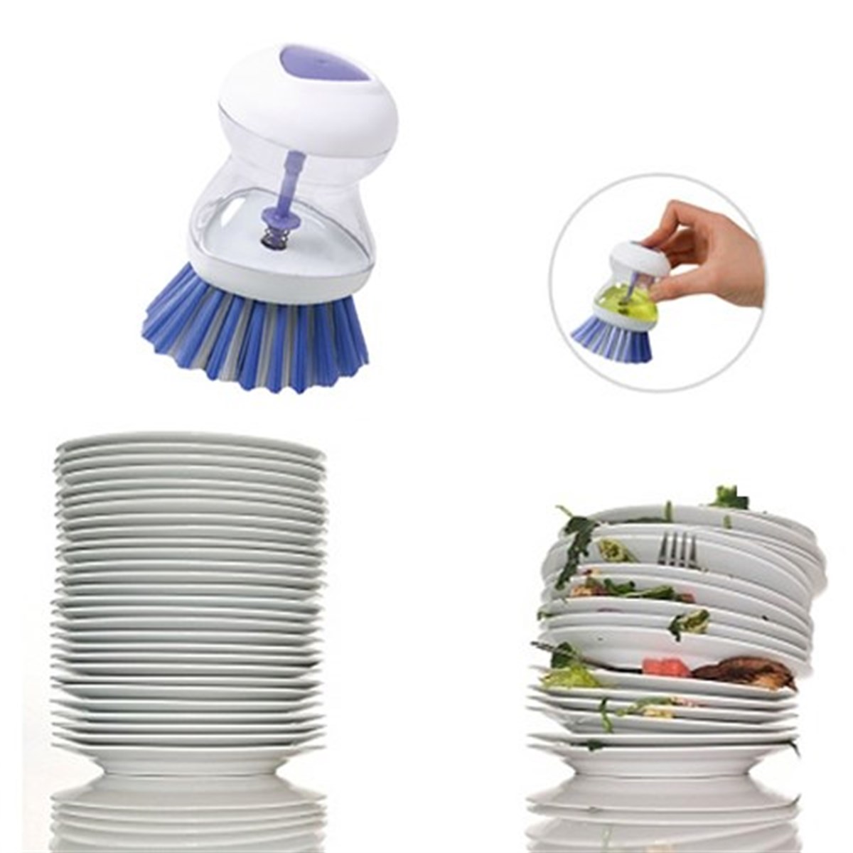 Deterjan Hazneli Kolay Bulaşık Yıkama Fırçası Bulaşık Sünger (5563) #4