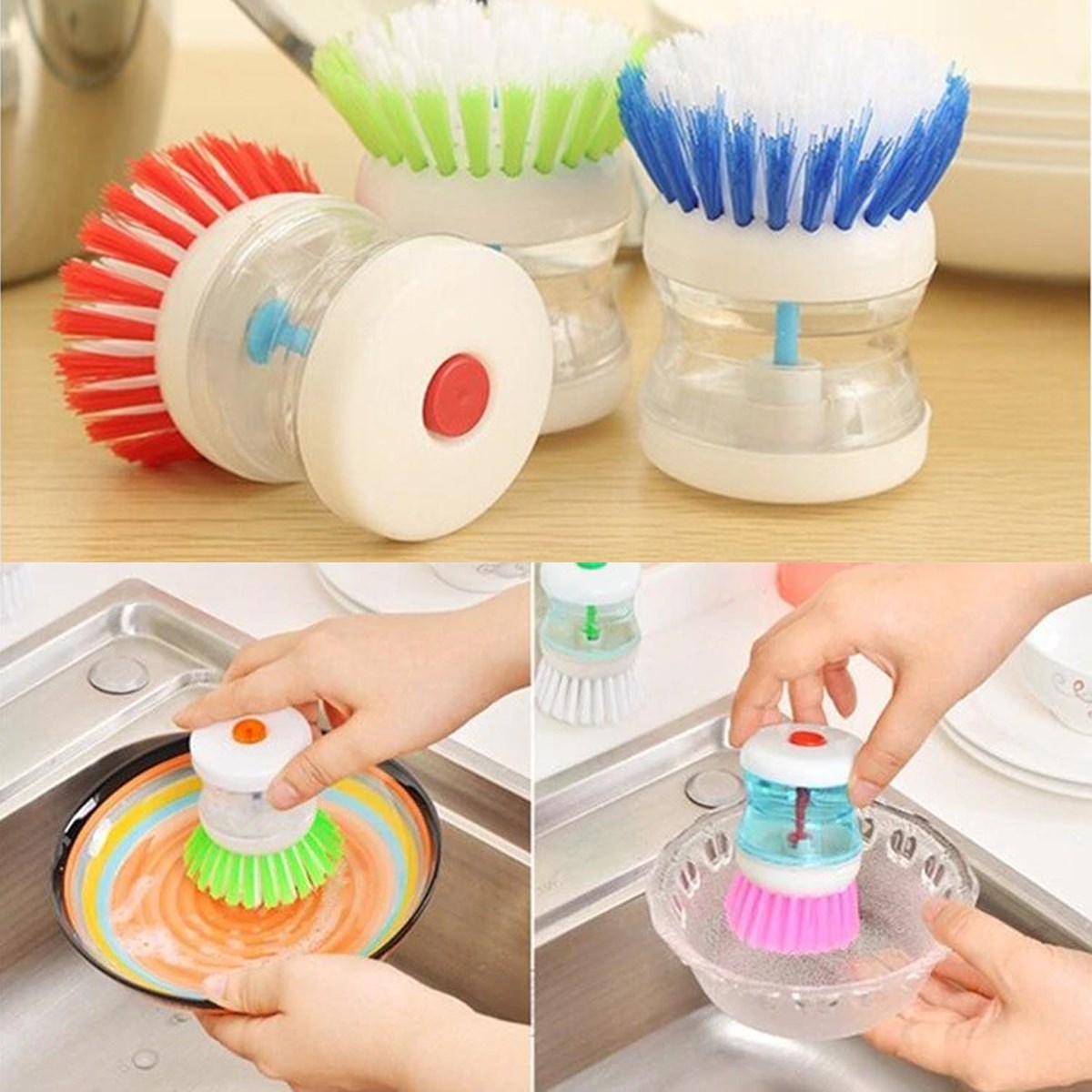 Deterjan Hazneli Kolay Bulaşık Yıkama Fırçası Bulaşık Sünger (5563) #5