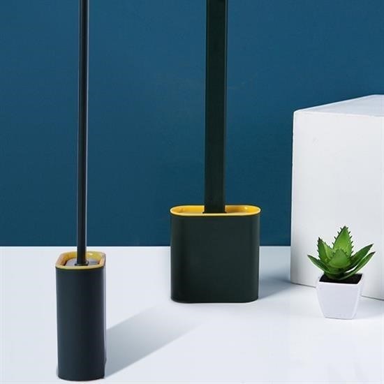 Duvara Monte Edilebilir Kapaklı Askılı Klozet Yumuşak Silikon Başlıklı Tuvalet Fırçası Seti (5563) #2